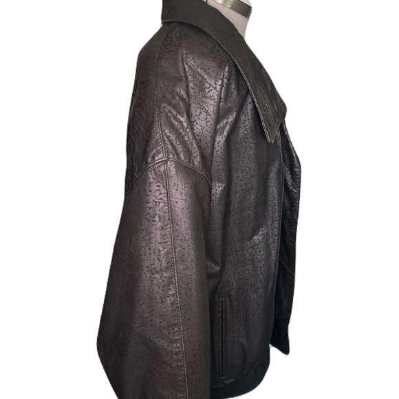 Black Leather Bomber Jacket - Picture 2 of 6